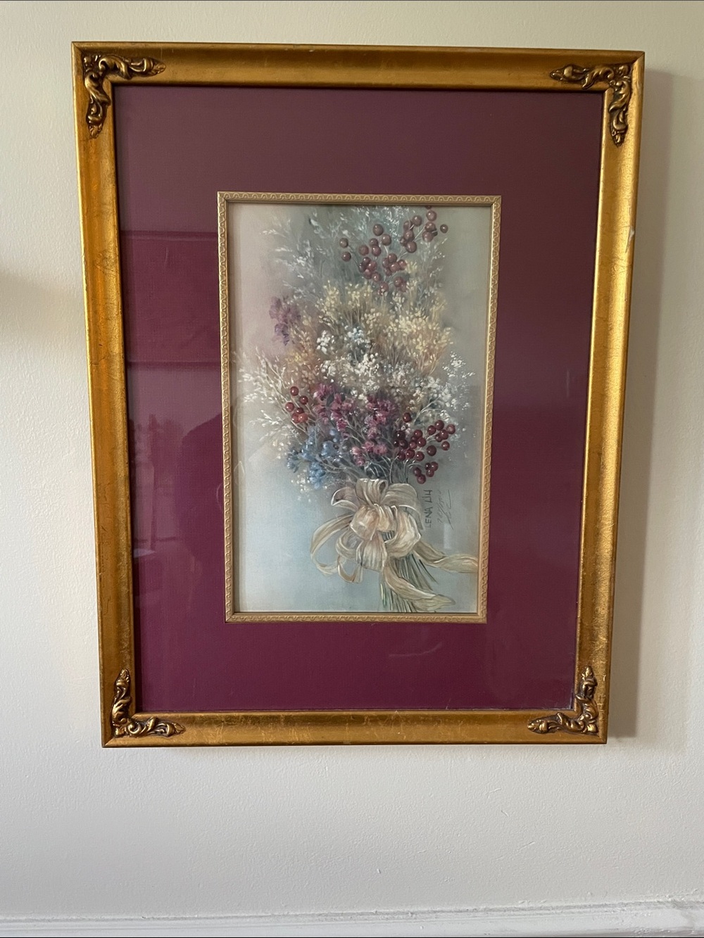 Vintage Lena Liu Dried Flower Bouquet Framed & Signed Limited Edition 785/2500